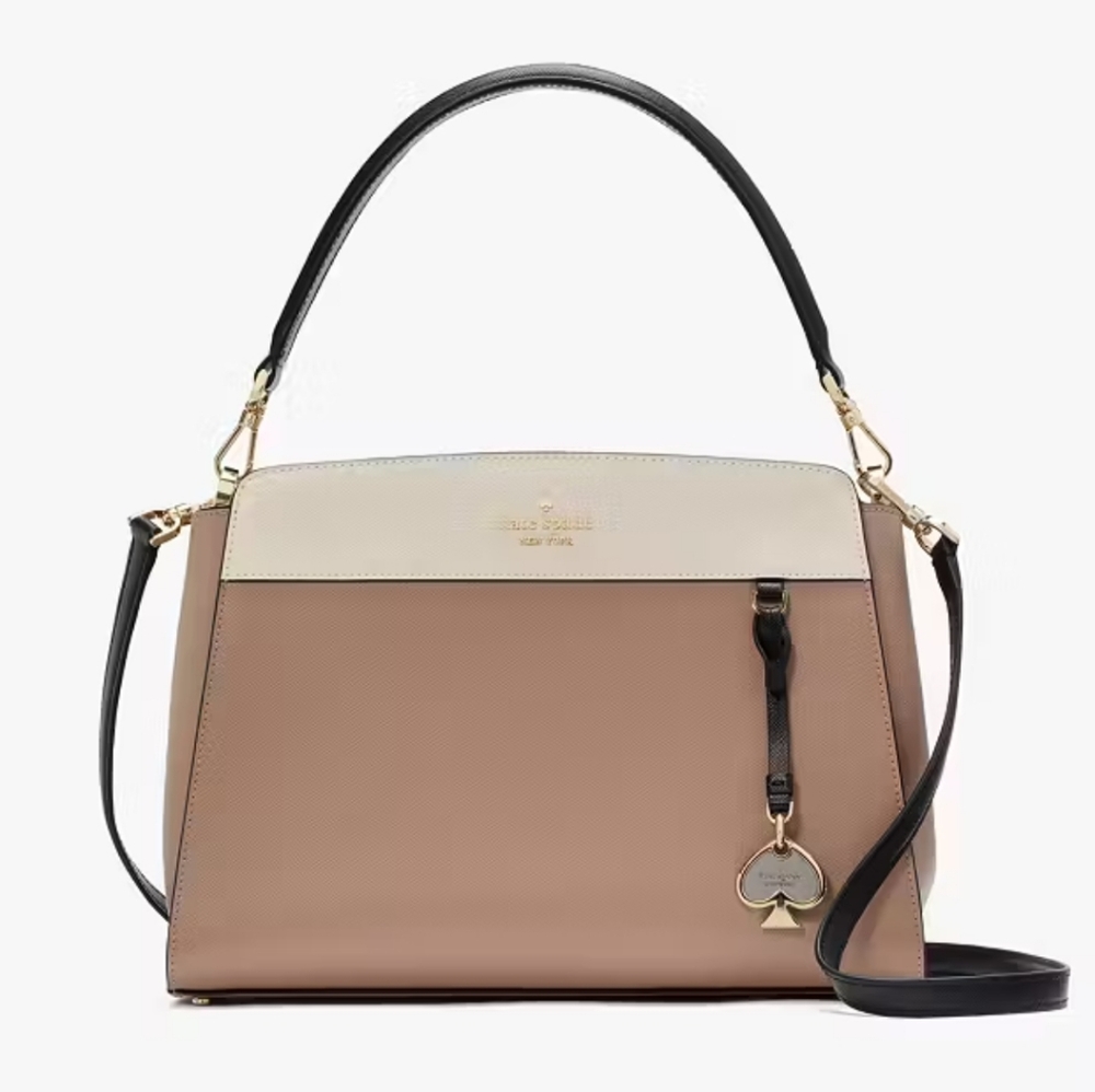 Kate Spade Madison Colorblock Saffiano Leather Satchel, Toasted Hazelnut - Picture 1 of 10